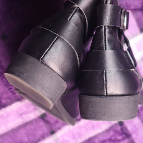 BLACK BUCKLE RIDING BOOTS 7.5 Style & Co Nadine Classic Fall Gothic Calf Office - Picture 6 of 11